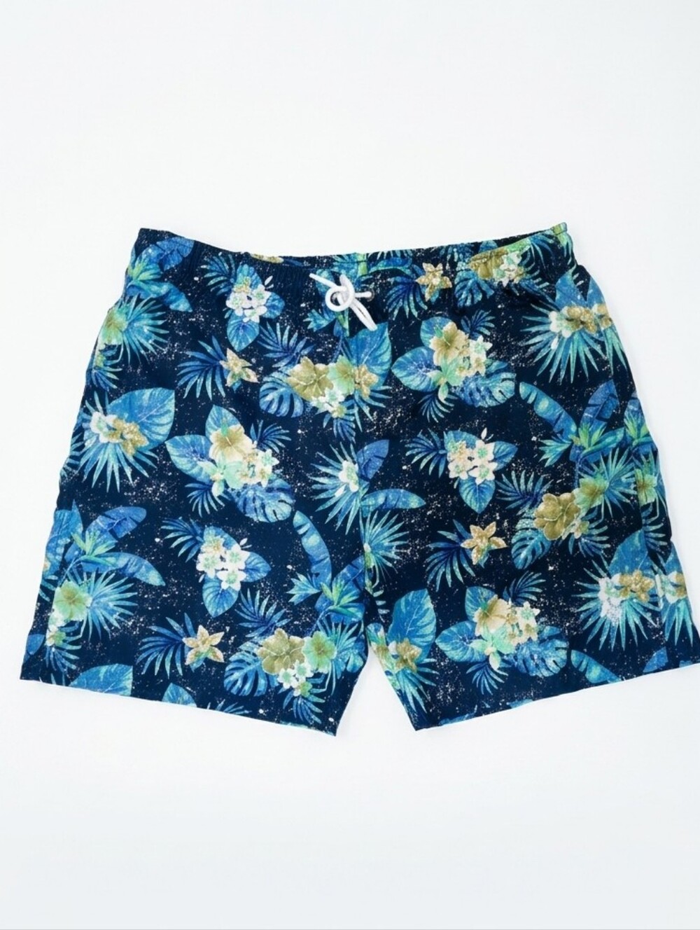 US Polo Assn Hawaiian Floral Swim Trunks Mens XXL Blue Bathing Suit Swimsuit